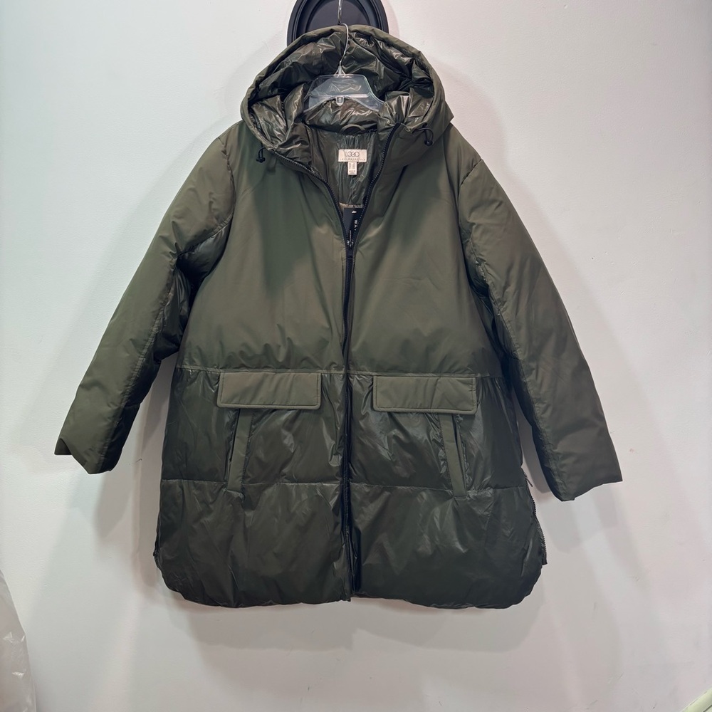 LOGO by Lori Goldstein Water Resistant Jacket With Hood Size 2XL Grape Leaf NEW‎